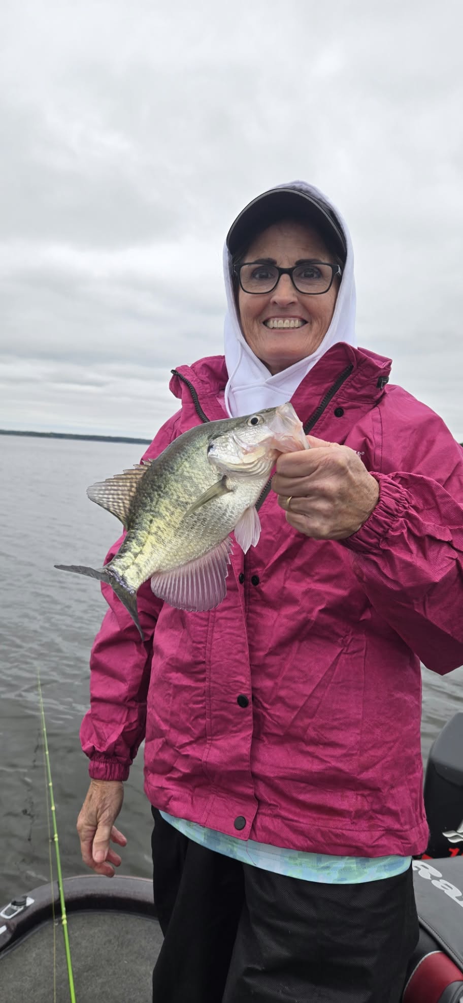 Angler holding a crappie caught during a guided fishing trip on Rend Lake